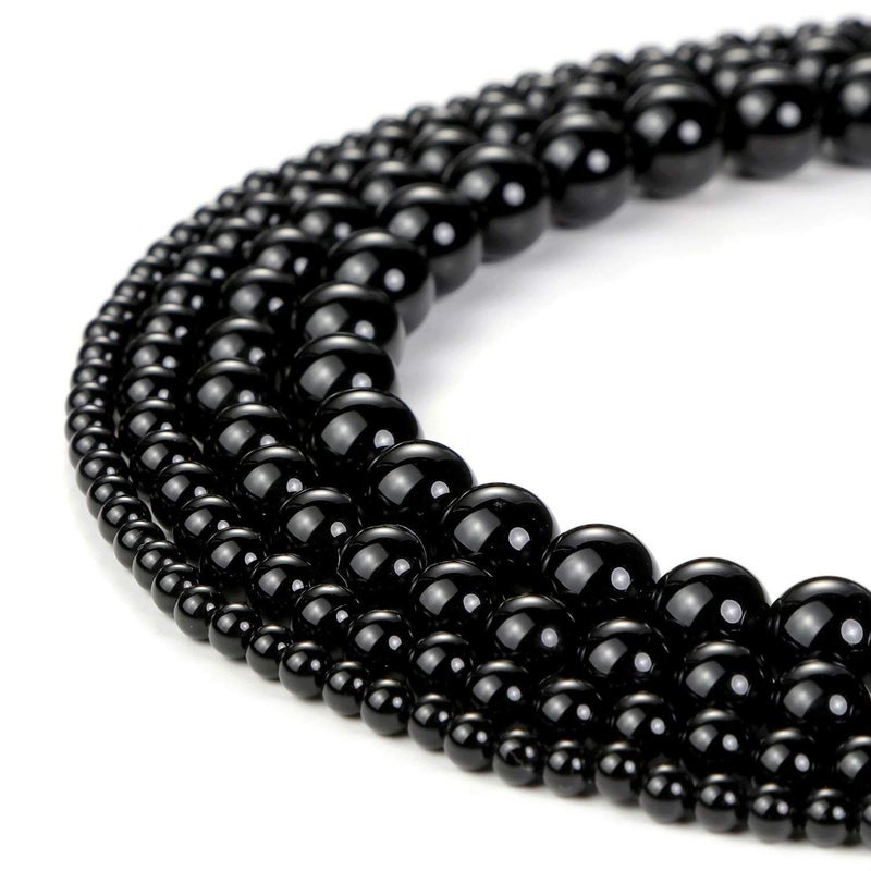 LIFAVOVY 10mm Natural Black Onyx Beads Round Agate Gemstone Loose Beads for Jewelry Making (36-38pcs/strand) A - Image 4